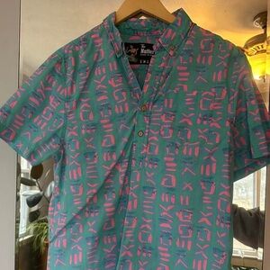 Chubbies Teal and Pink Button Down Shirt
